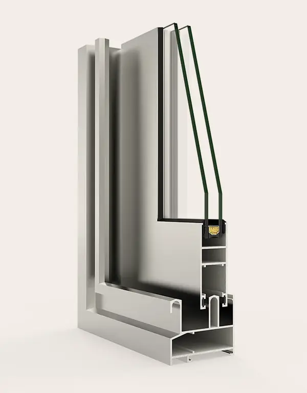 Sección del Sistema 2000 CORREDERA PERIMETRAL de Cortizo para puertas y ventanas correderas